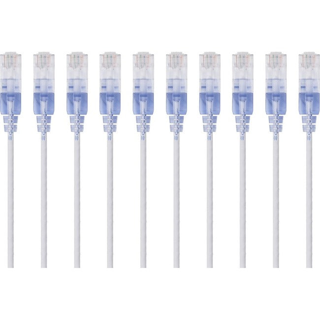 Monoprice 10-Pack, SlimRun Cat6A Ethernet Network Patch Cable, 3ft White - Computers & Electronics