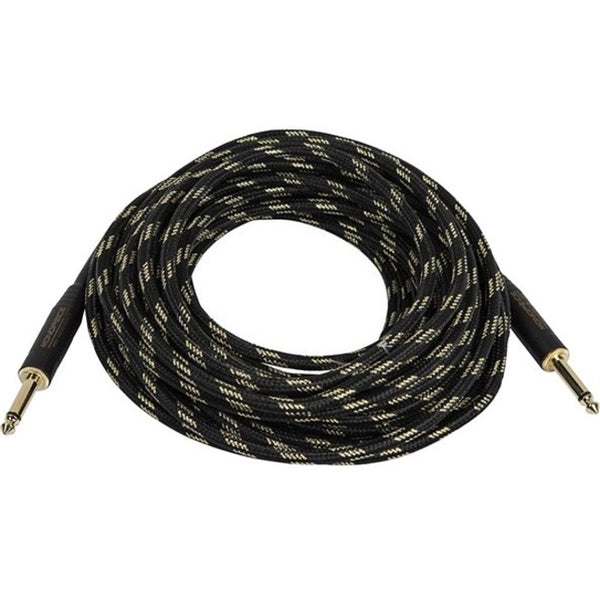 Monoprice 35ft. Cloth Series 1/4 inch T/S Male 20AWG Instrument Cable - Black & Gold - Computers & Electronics