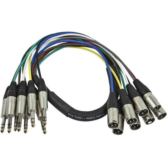 Monoprice 1 Meter (3ft) 8-Channel 1/4inch TRS Male to XLR Male Snake Cable - GreatEagleInc