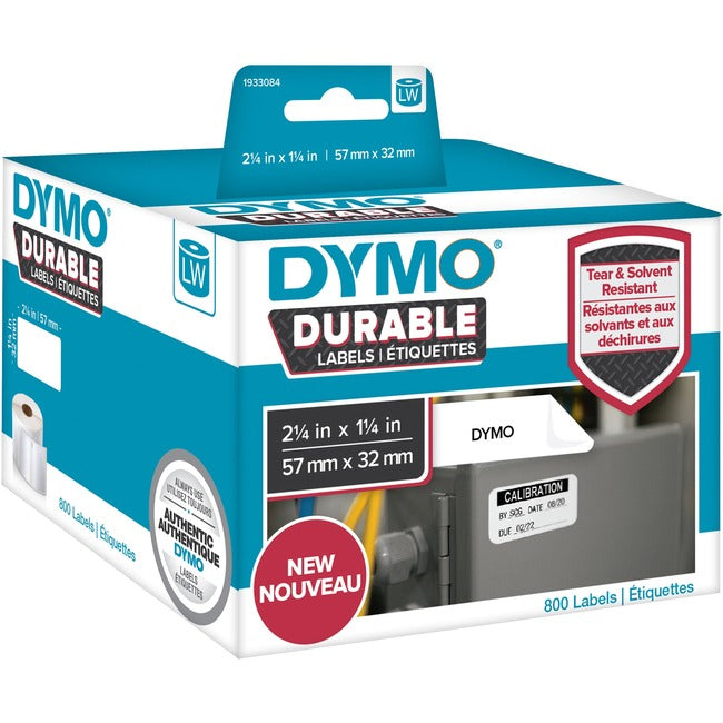 Dymo LW Durable 2-1/4" x 1-1/4" (57mm x 32mm) White Poly, 800 labels - GreatEagleInc