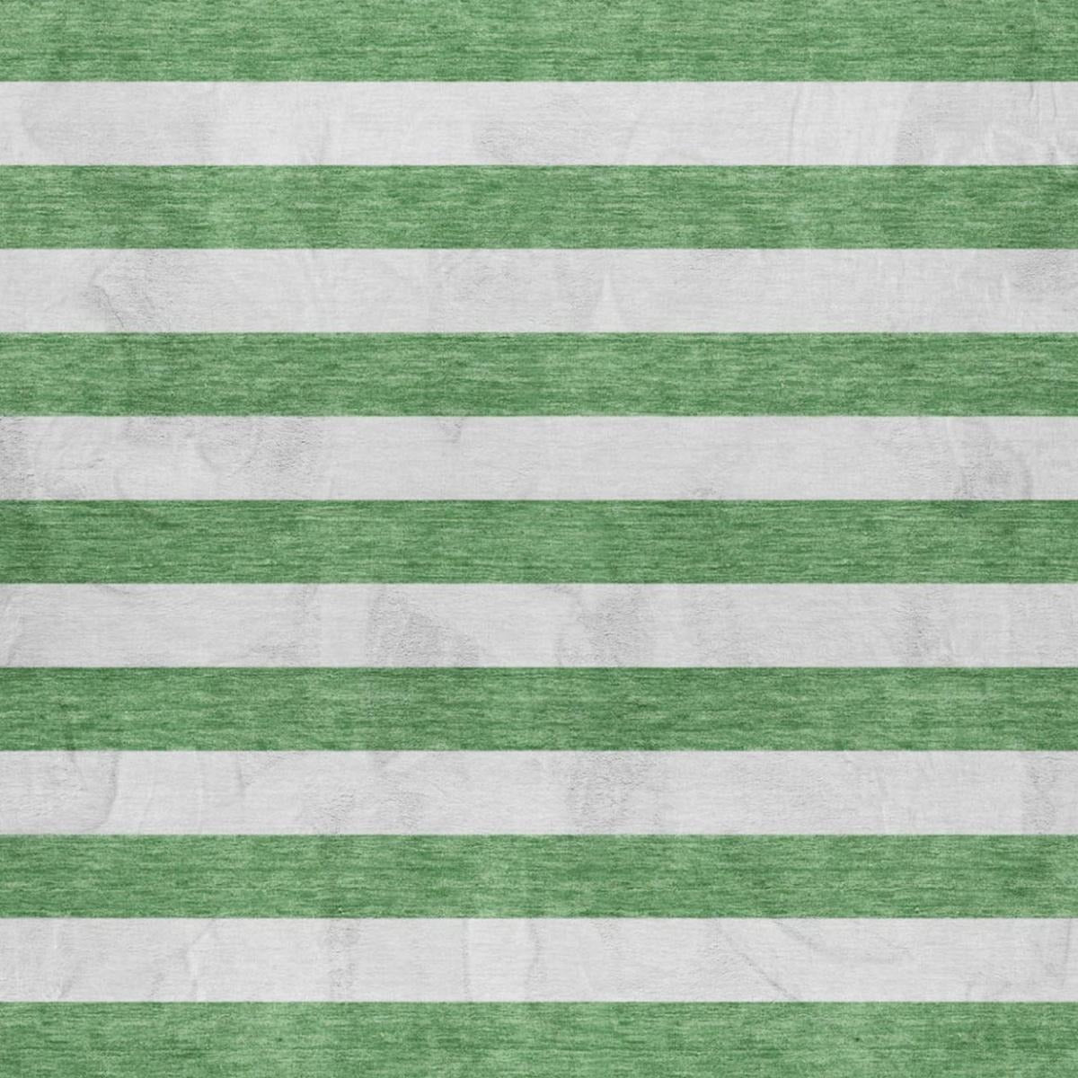 3' X 5' Green And Ivory Striped Shag Washable Area Rug With UV Protection - Home & Garden