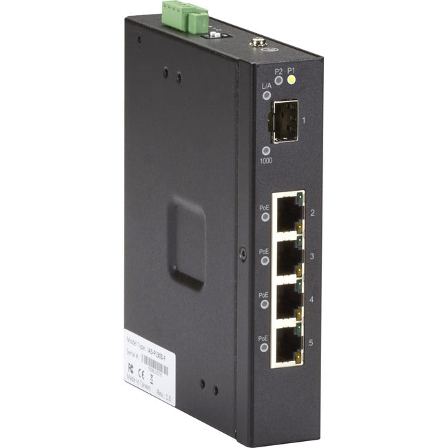 Black Box 5-Port Industrial Gigabit Ethernet Switch PoE+ Extreme Temperature - GreatEagleInc