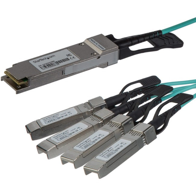 StarTech.com Cisco QSFP-4X10G-AOC10M Compatible QSFP+ Active Optical Breakout Cable - 15 m (49 ft) - 40 Gbps to 4 x 10Gbps - AOC Fiber Breakout Cable - GreatEagleInc