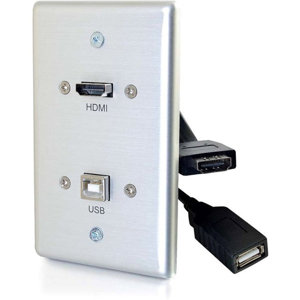 C2G Single Gang USB and HDMI Wall Plate Aluminum Default Title