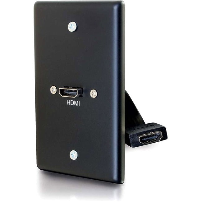 C2G Single Gang Wall Plate with HDMI Pigtail Black - GreatEagleInc