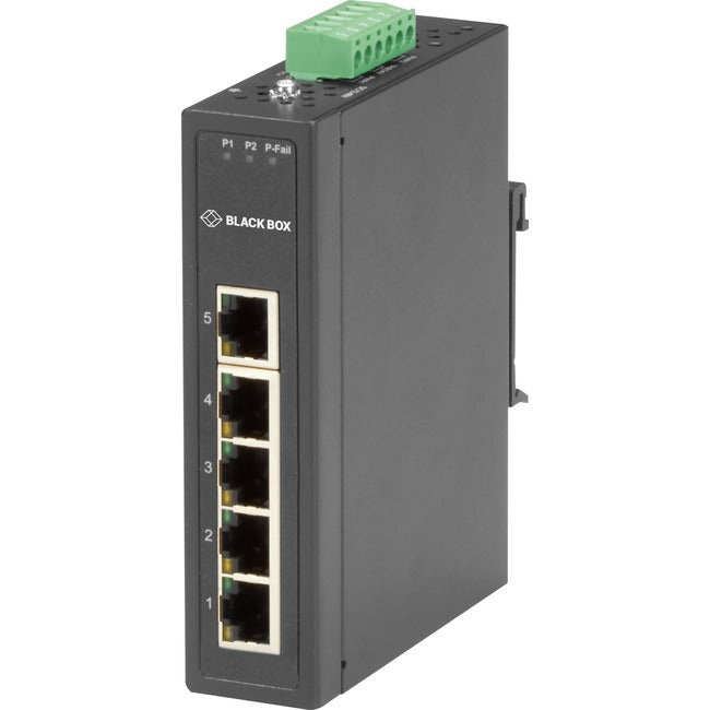 Black Box Industrial 10/100-Mbps Ethernet Switch - Unmanaged, Extreme Temperature, 5-Port - GreatEagleInc