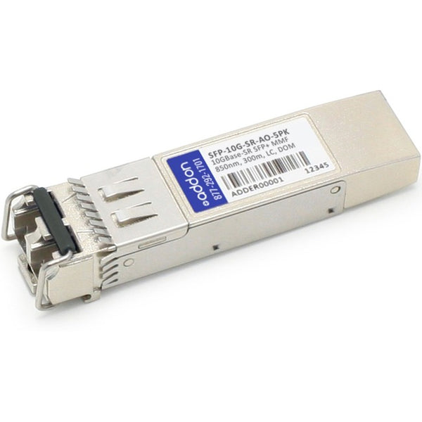 AddOn 5-Pack of Cisco SFP-10G-SR Compatible TAA Compliant 10GBase-SR SFP+ Transceiver (MMF, 850nm, 300m, LC, DOM) - GreatEagleInc