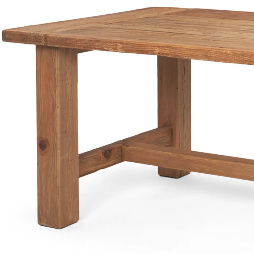 95" Natural Reclaimed Wood Trestle Base Dining Table Homeroots Kitchen & Dining