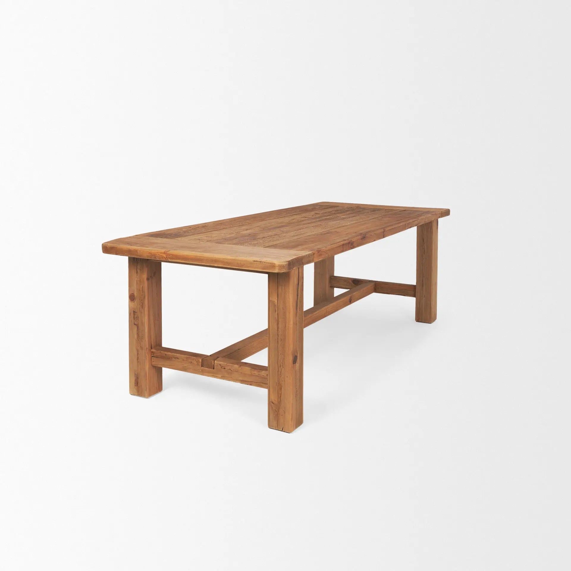 95" Natural Reclaimed Wood Trestle Base Dining Table Homeroots Kitchen & Dining
