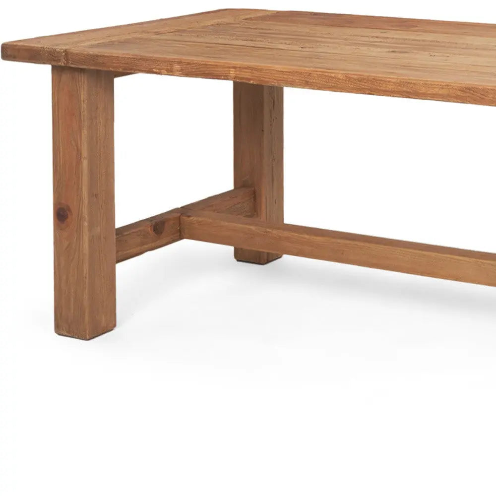 95" Natural Reclaimed Wood Trestle Base Dining Table Homeroots Kitchen & Dining