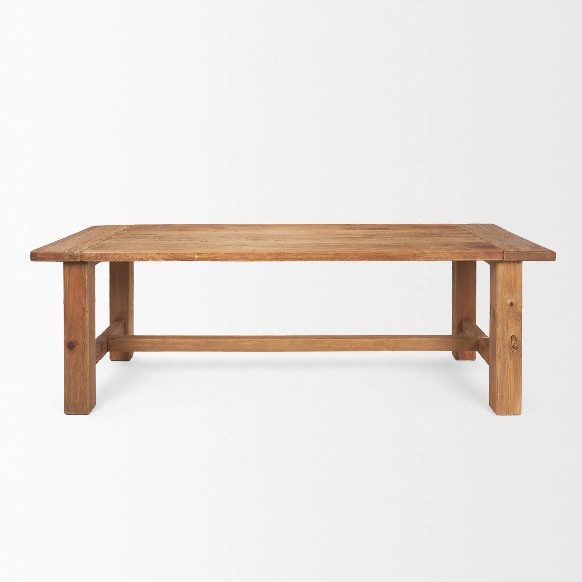 95" Natural Reclaimed Wood Trestle Base Dining Table Homeroots Kitchen & Dining