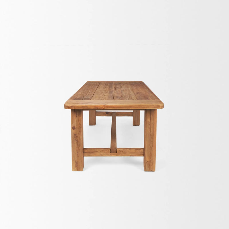 95" Natural Reclaimed Wood Trestle Base Dining Table Homeroots Kitchen & Dining
