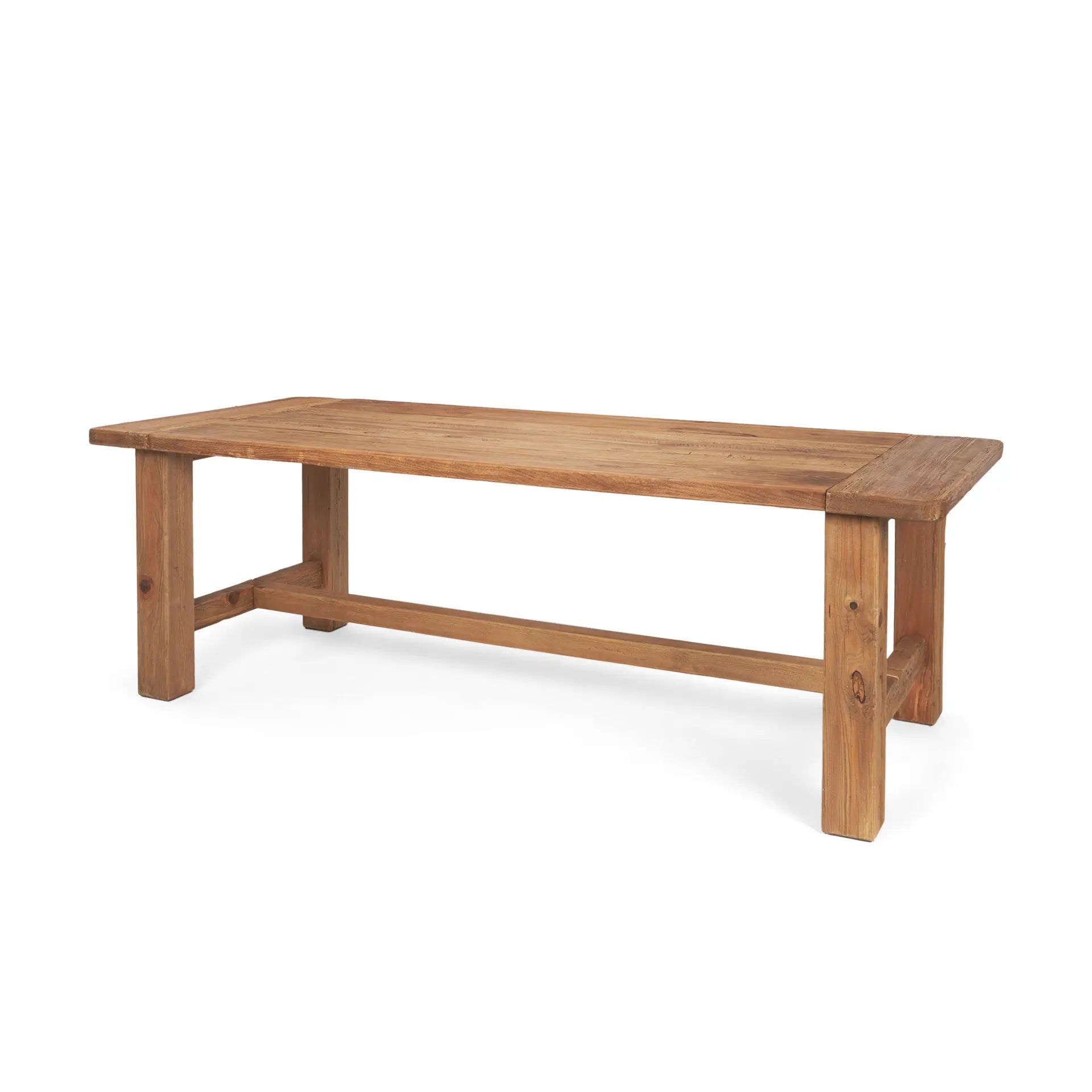 95" Natural Reclaimed Wood Trestle Base Dining Table Homeroots Kitchen & Dining