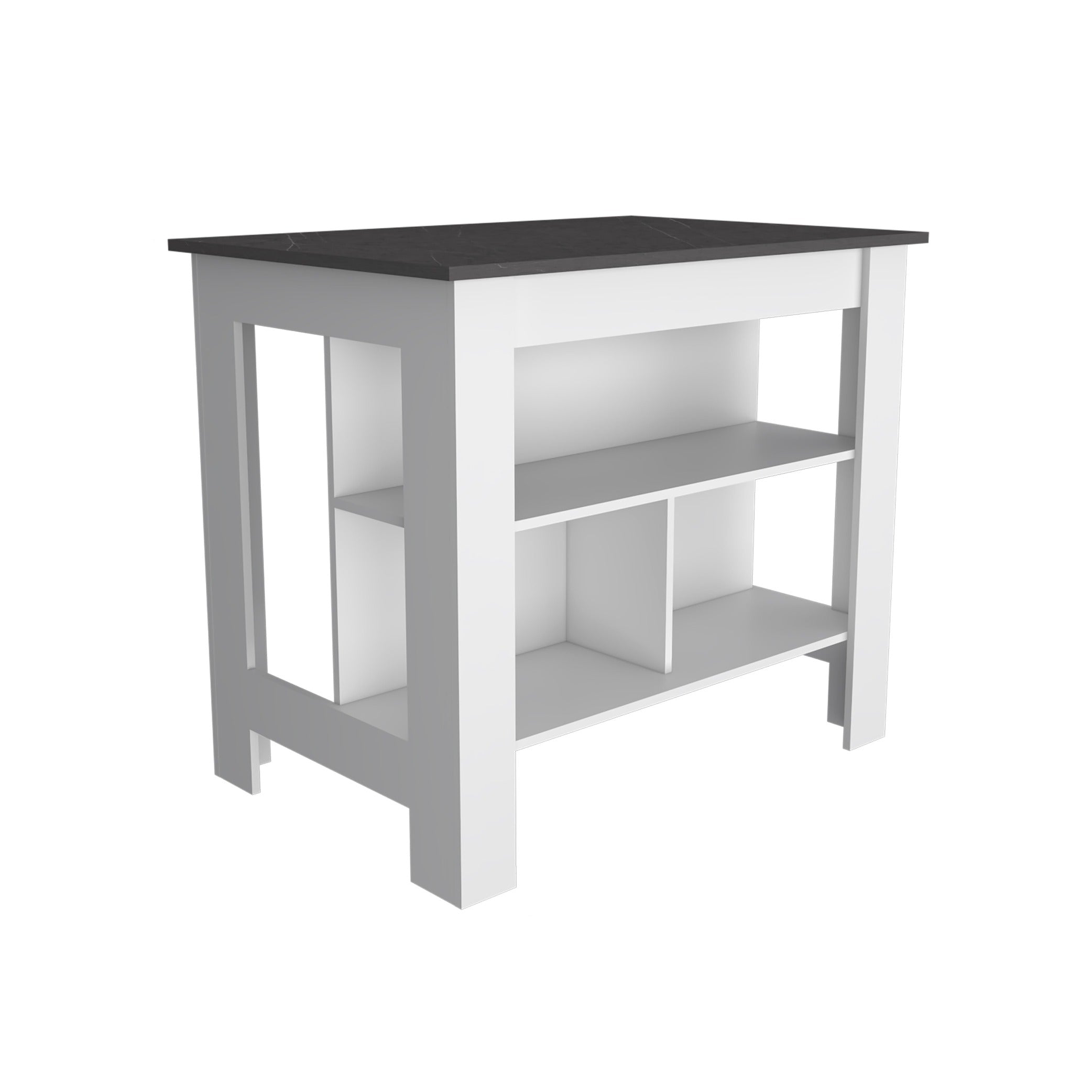 41" Black and White Wood Kitchen Island With Storage - Kitchen & Dining