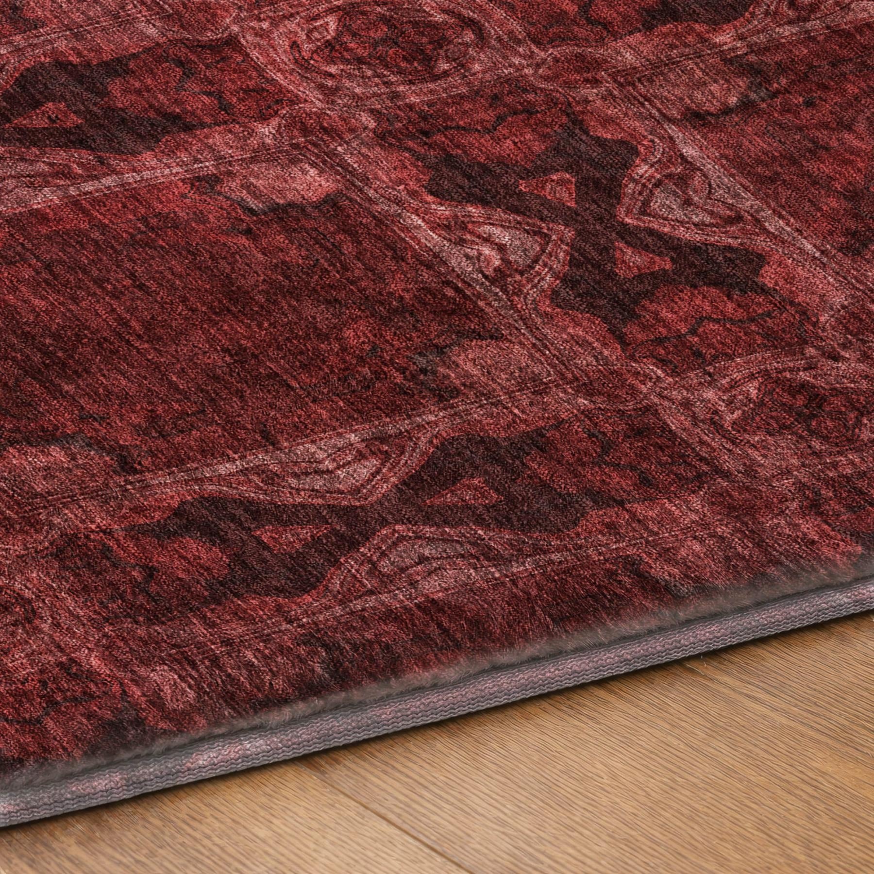 10' X 14' Burgundy And Red Geometric Shag Washable Area Rug With UV Protection - Home & Garden
