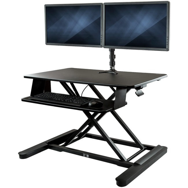 StarTech.com Dual Monitor Sit Stand Desk Converter - 35" Wide - Height Adjustable Standing Desk Solution -Dual Arms for up to 24" Monitors - GreatEagleInc