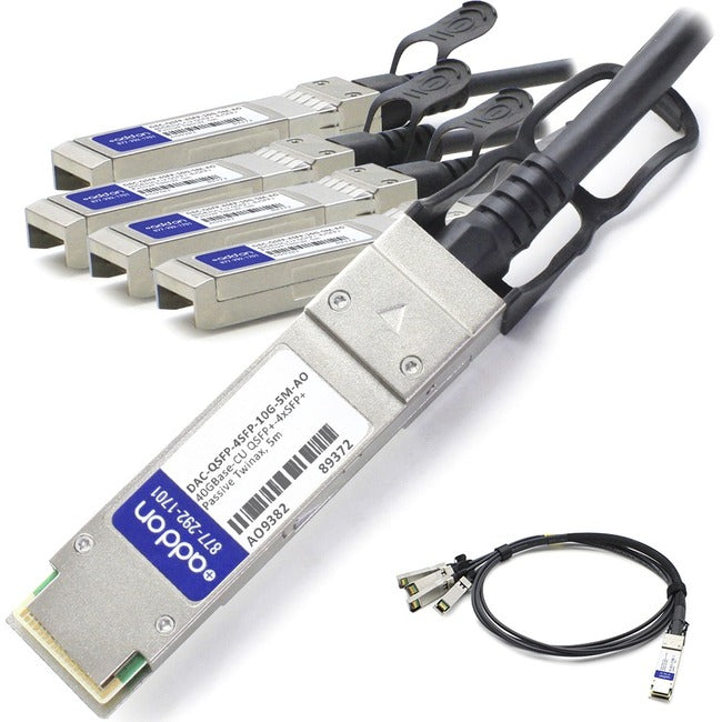 AddOn Dell DAC-QSFP-4SFP-10G-5M Compatible TAA Compliant 40GBase-CU QSFP+ to 4xSFP+ Direct Attach Cable (Passive Twinax,…