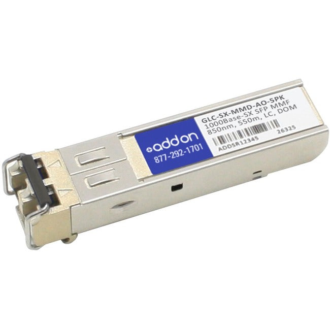 AddOn 5-Pack of Cisco GLC-SX-MMD Compatible TAA Compliant 1000Base-SX SFP Transceiver (MMF, 850nm, 550m, LC, DOM) Default Title