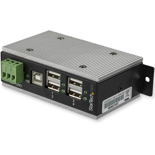 StarTech.com 4 Port Industrial USB Hub - USB 2.0 - 15kV ESD Protection - Surface Mount or DIN Rail Rackmount USB Hub - Metal Housing