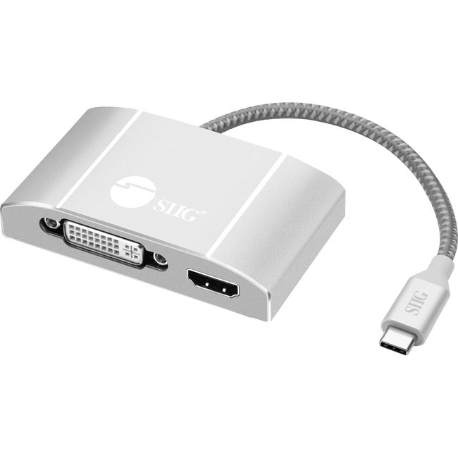 SIIG USB-C to 3-in-1 Multiport Video Adapter with PD Charging - DVI/HDMI/VGA - GreatEagleInc