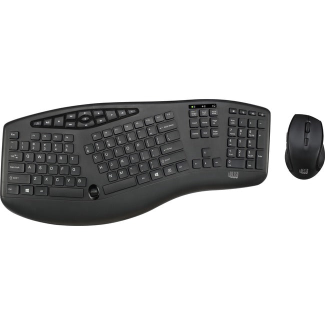 Adesso TruForm Media 1600 - Wireless Ergonomic Keyboard and Optical Mouse - GreatEagleInc