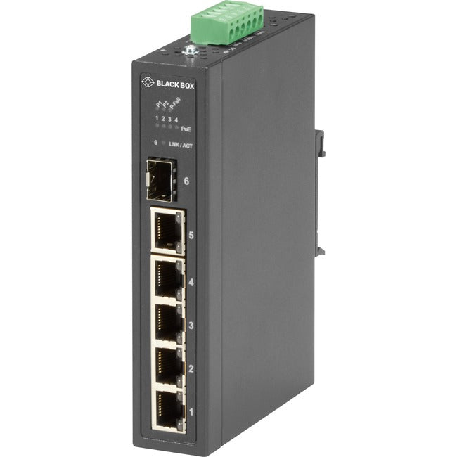 Black Box Industrial Ethernet PoE+ Switch - Unmanaged, Extreme Temperature, 6-Port Default Title