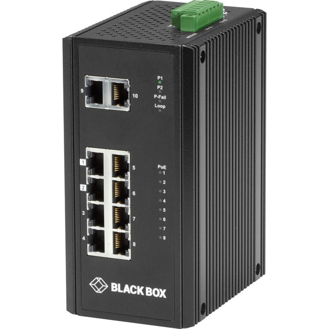 Black Box Industrial (8) 10/100/1000 PoE + (2) Gigabit Ethernet Switch - Computers & Electronics