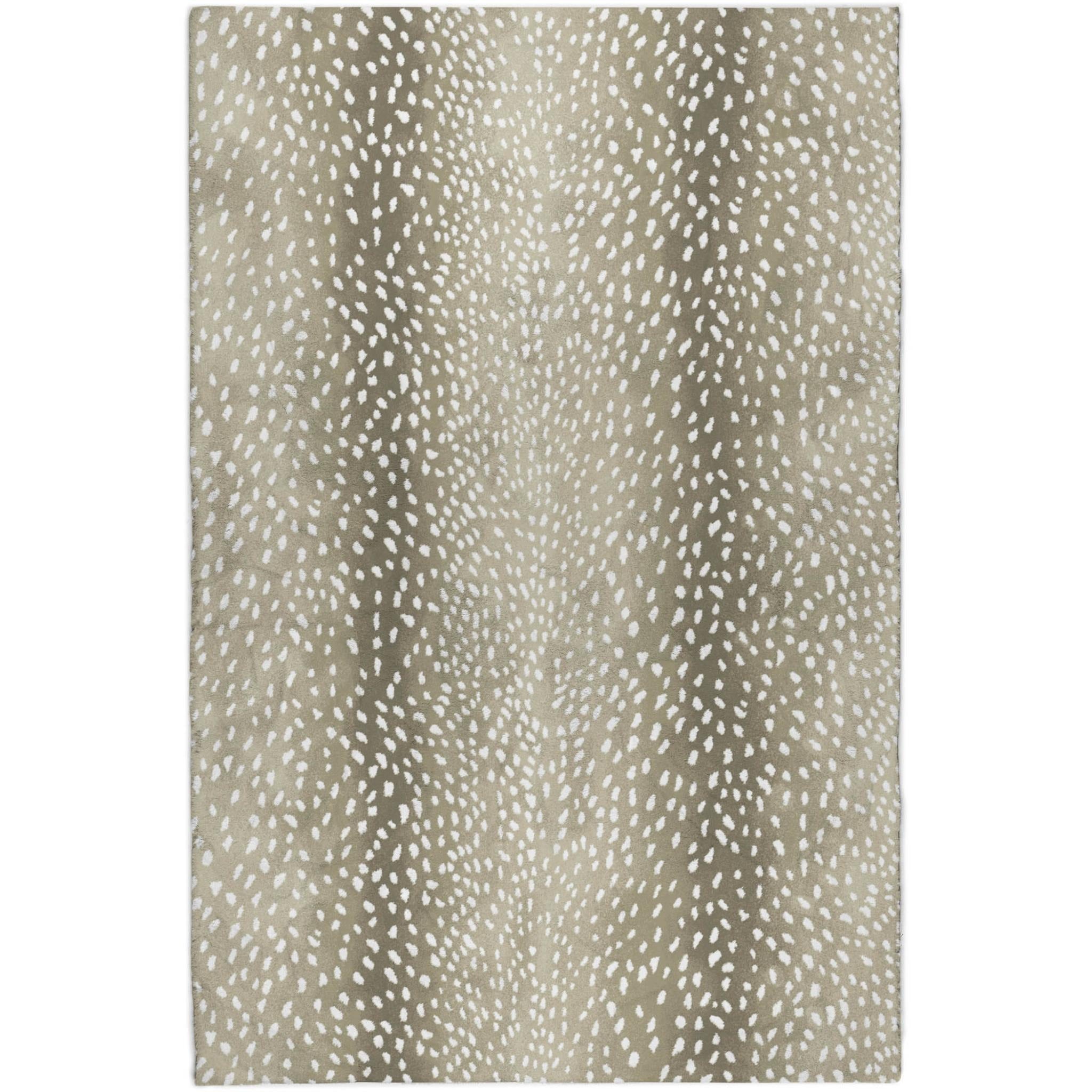 10' X 14' Fawn And Silver Animal Print Shag Washable Area Rug With UV Protection - Home & Garden