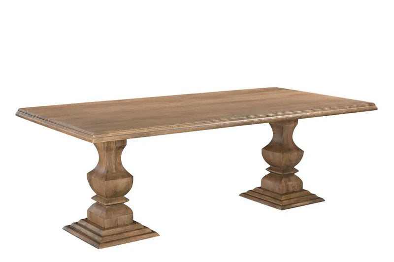 96" Brown Solid Wood Double Pedestal Base Dining Table Homeroots Kitchen & Dining