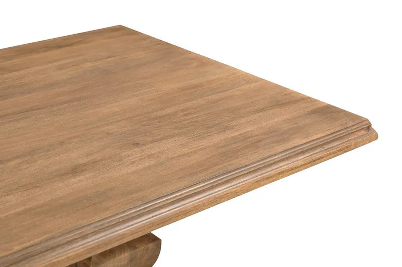 96" Brown Solid Wood Double Pedestal Base Dining Table Homeroots Kitchen & Dining