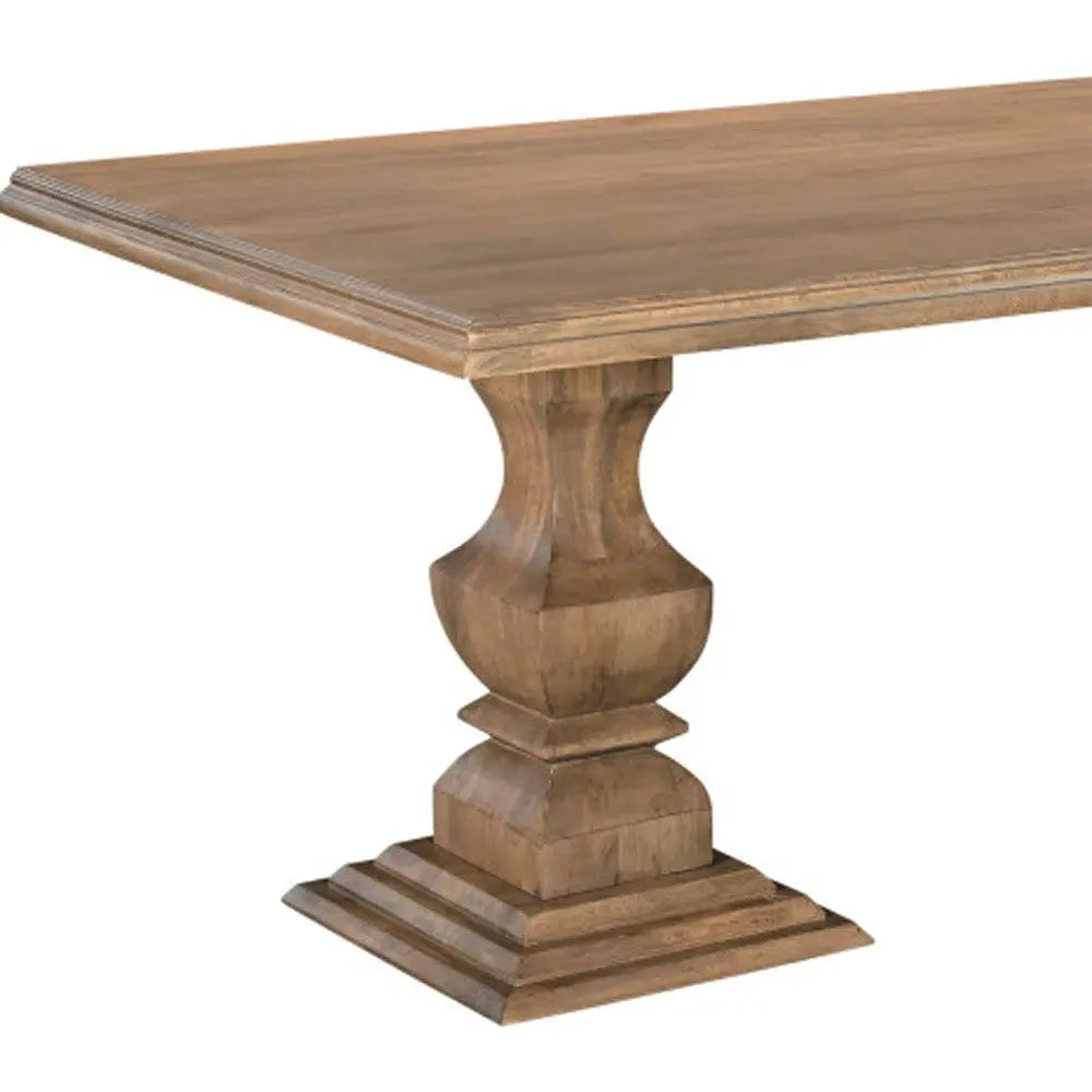 96" Brown Solid Wood Double Pedestal Base Dining Table Homeroots Kitchen & Dining