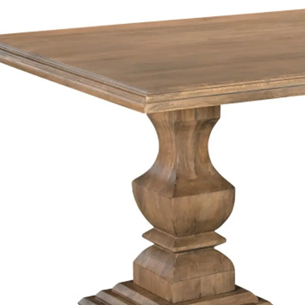 96" Brown Solid Wood Double Pedestal Base Dining Table Homeroots Kitchen & Dining