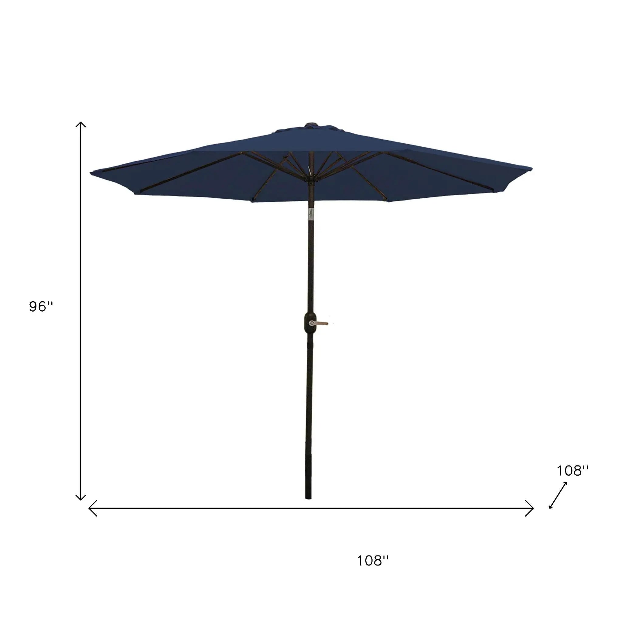 96" Dark Blue Polyester Octagonal Tilt Market Patio Umbrella Homeroots Outdoor