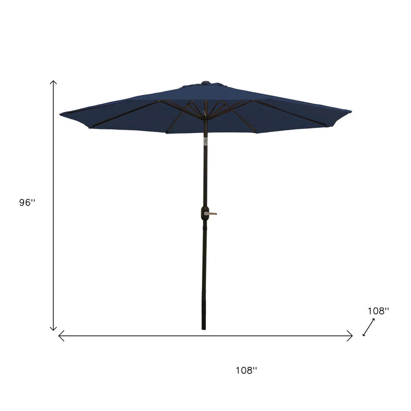 96" Dark Blue Polyester Octagonal Tilt Market Patio Umbrella Homeroots Outdoor