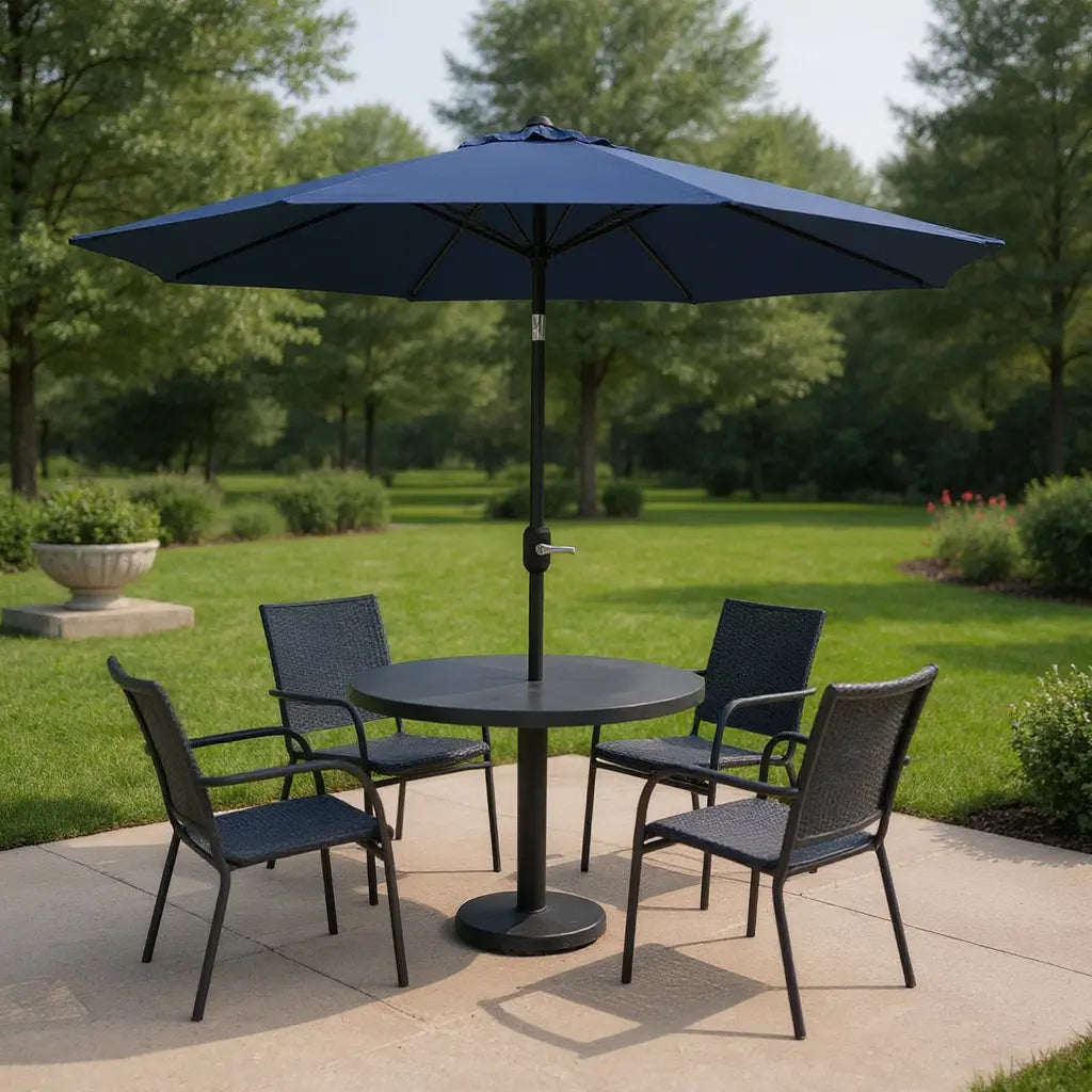 96" Dark Blue Polyester Octagonal Tilt Market Patio Umbrella Homeroots Outdoor