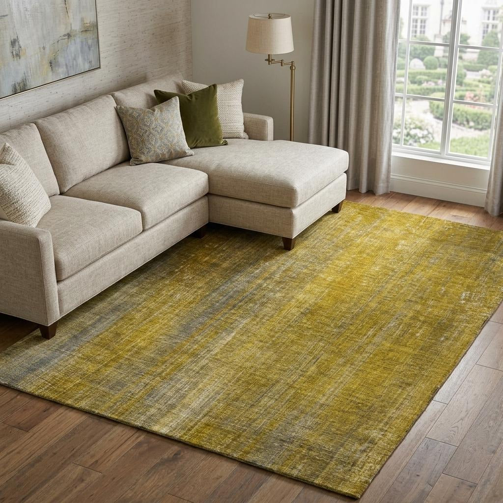 10' X 14' Chocolate And Brown Striped Shag Washable Area Rug With UV Protection - Home & Garden