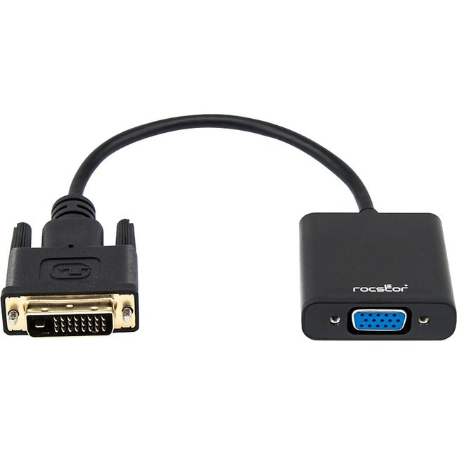 Rocstor Premium DVI-D to VGA Active Adapter - Resolutions up to 1920x1200 - DVI/VGA for Monitor, Projector, Video Device, Notebook, Desktop Computer, 6 Inch - 1 Pack - 1 x DVI-D - 1 x HD-15 Female VGA, - Black - DVI-D TO VGA CONVERTER ADAPTER 1920X1200 - GreatEagleInc