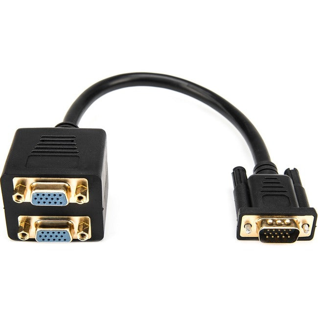Rocstor Premium 1 ft VGA to 2x VGA Video Splitter Cable M/F - DB-15 Male - DB-15 Female - Black - GreatEagleInc