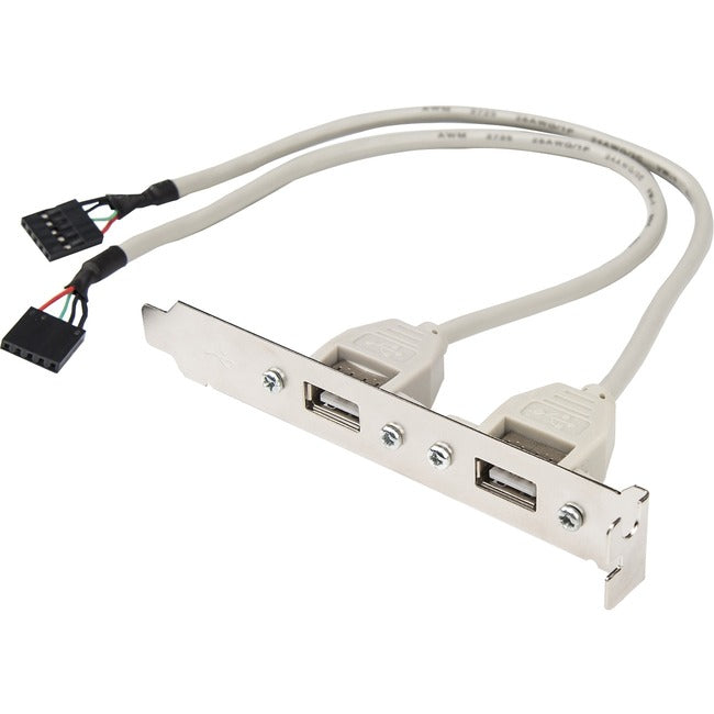 Rocstor Premium 8in 2 Port USB Type A Female Low Profile Slot Plate Adapter - 2 x USB Type A Female Ports - 2 x IDC-5 Female Connectors Low Profile USB A (F) - GreatEagleInc