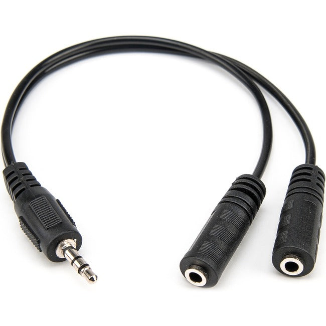Rocstor Premium Slim Stereo Splitter Cable - 3.5mm Male to 2x 3.5mm Female - 1 x Mini-phone Male Stereo Audio - 2 x Mini-phone Female Stereo Audio - Nickel-plated Connectors - Black Cable 3.5mm TO 2x3.5mm M/F - GreatEagleInc