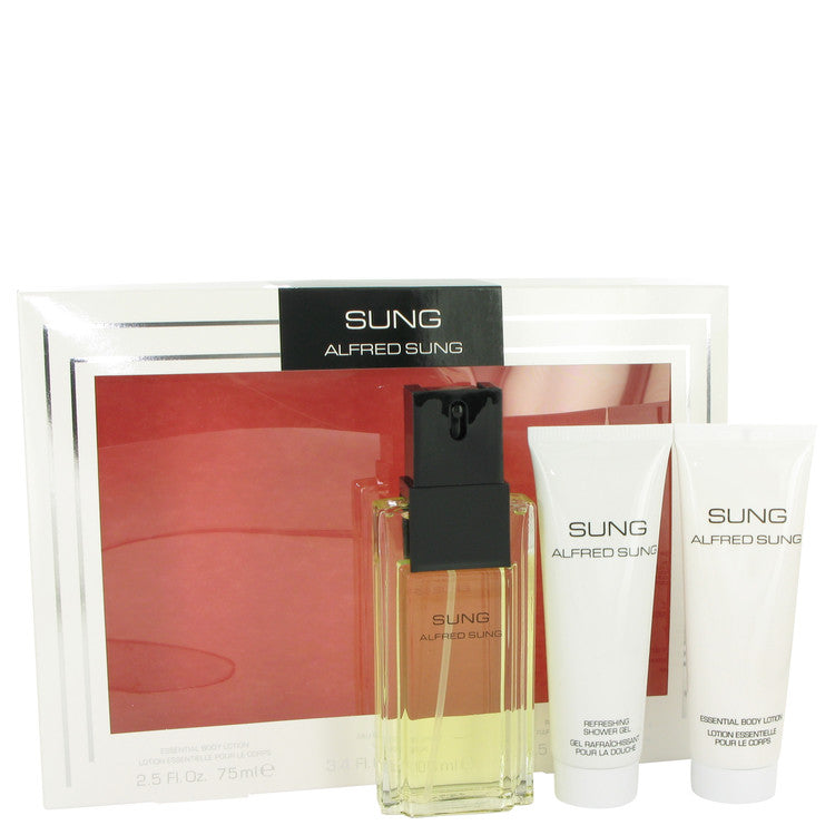 Alfred SUNG by Alfred Sung Gift Set -- 3.4 oz Eau De Toilette Spray + 2.5 oz Body Lotion + 2.5 oz Shower Gel for Women - GreatEagleInc
