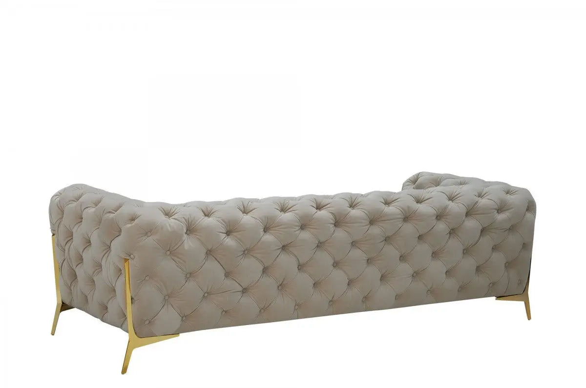 97" Beige Velvet Sofa With Gold Legs Homeroots Living Room