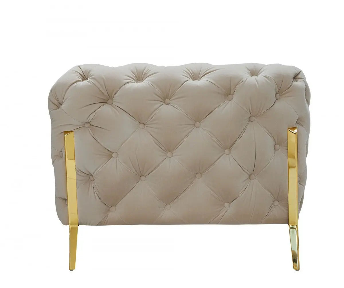 97" Beige Velvet Sofa With Gold Legs Homeroots Living Room