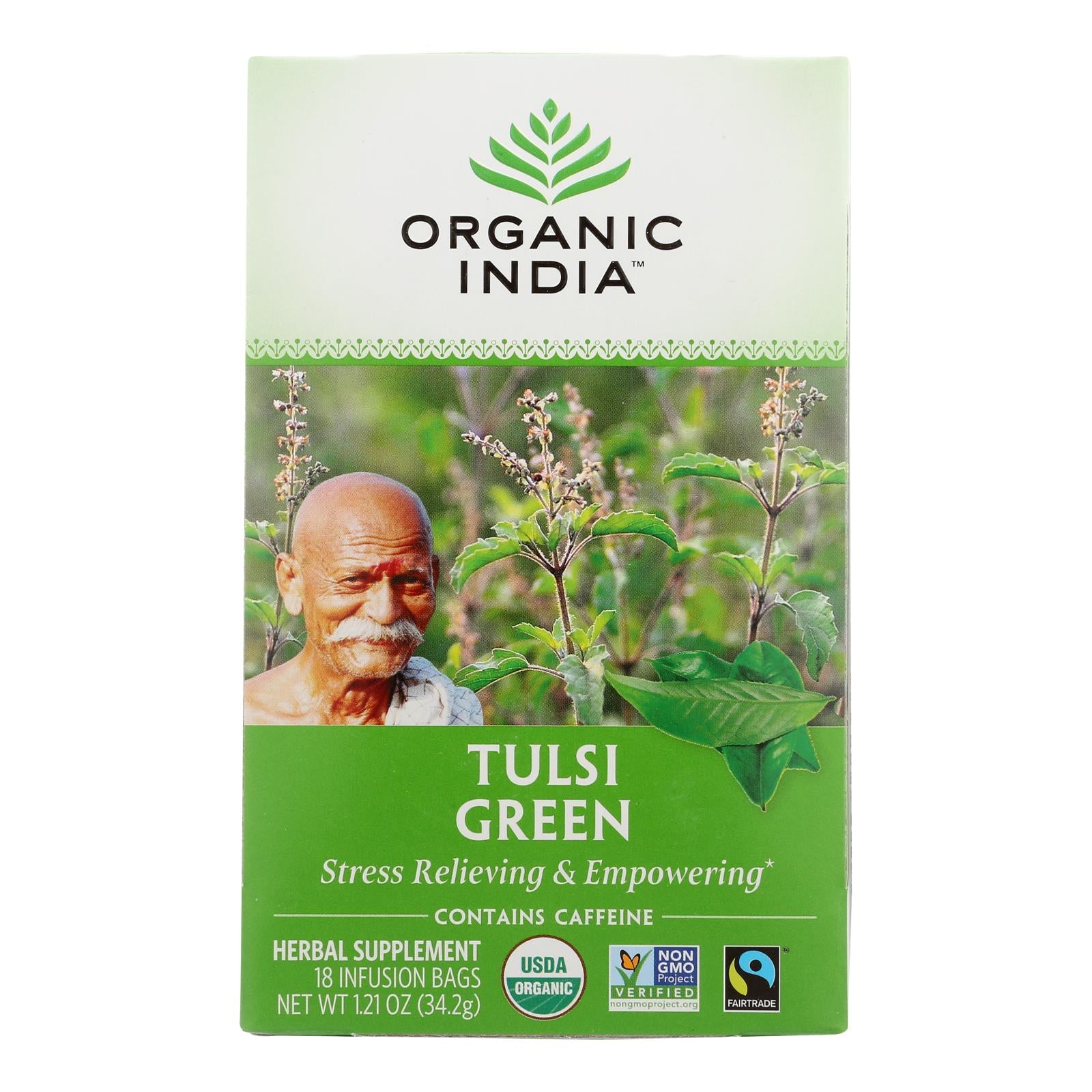 Organic India Tulsi Tea Green Tea - 18 Tea Bags - Case Of 6 - GreatEagleInc