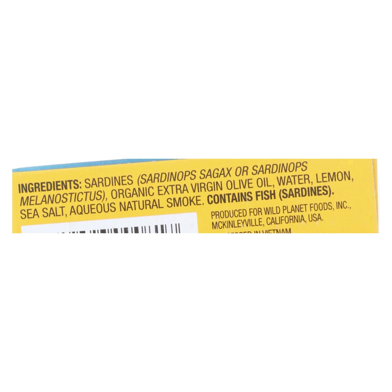 Wild Planet Sardines In Oil - Lemon - Case Of 12 - 4.375 Oz. - GreatEagleInc