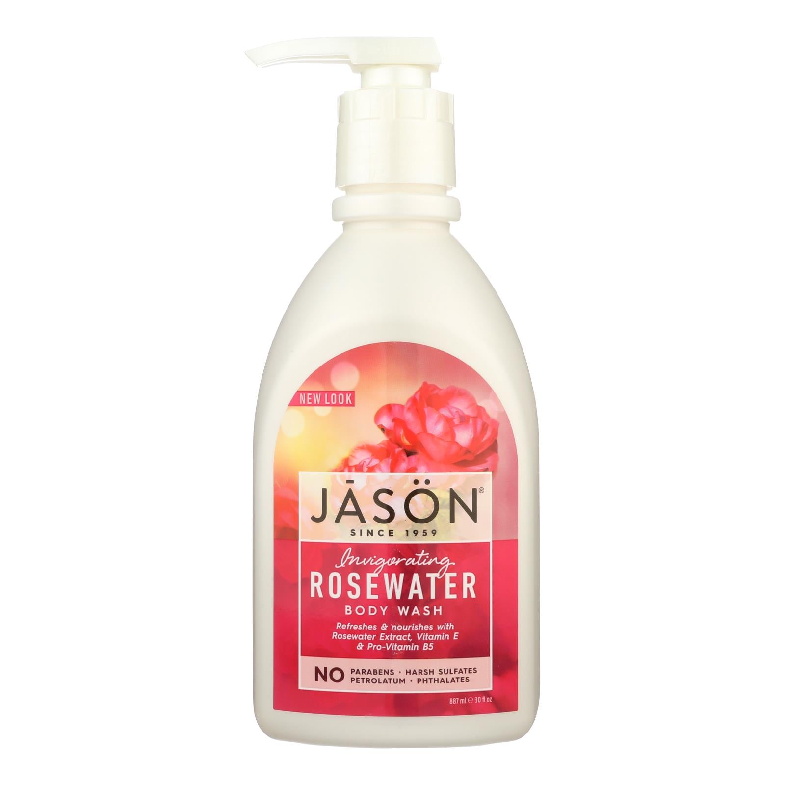 Jason Body Wash Pure Natural Invigorating Rosewater - 30 Fl Oz - GreatEagleInc