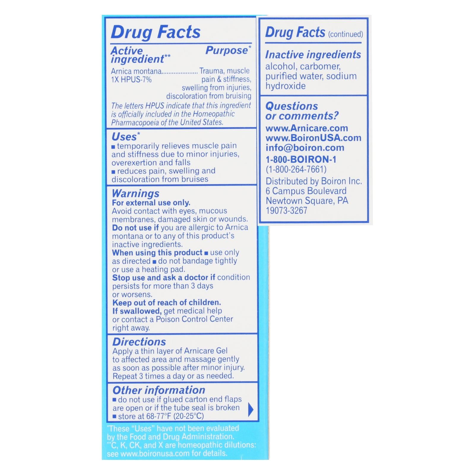 Boiron - Arnica Gel - 1.5 Oz - GreatEagleInc