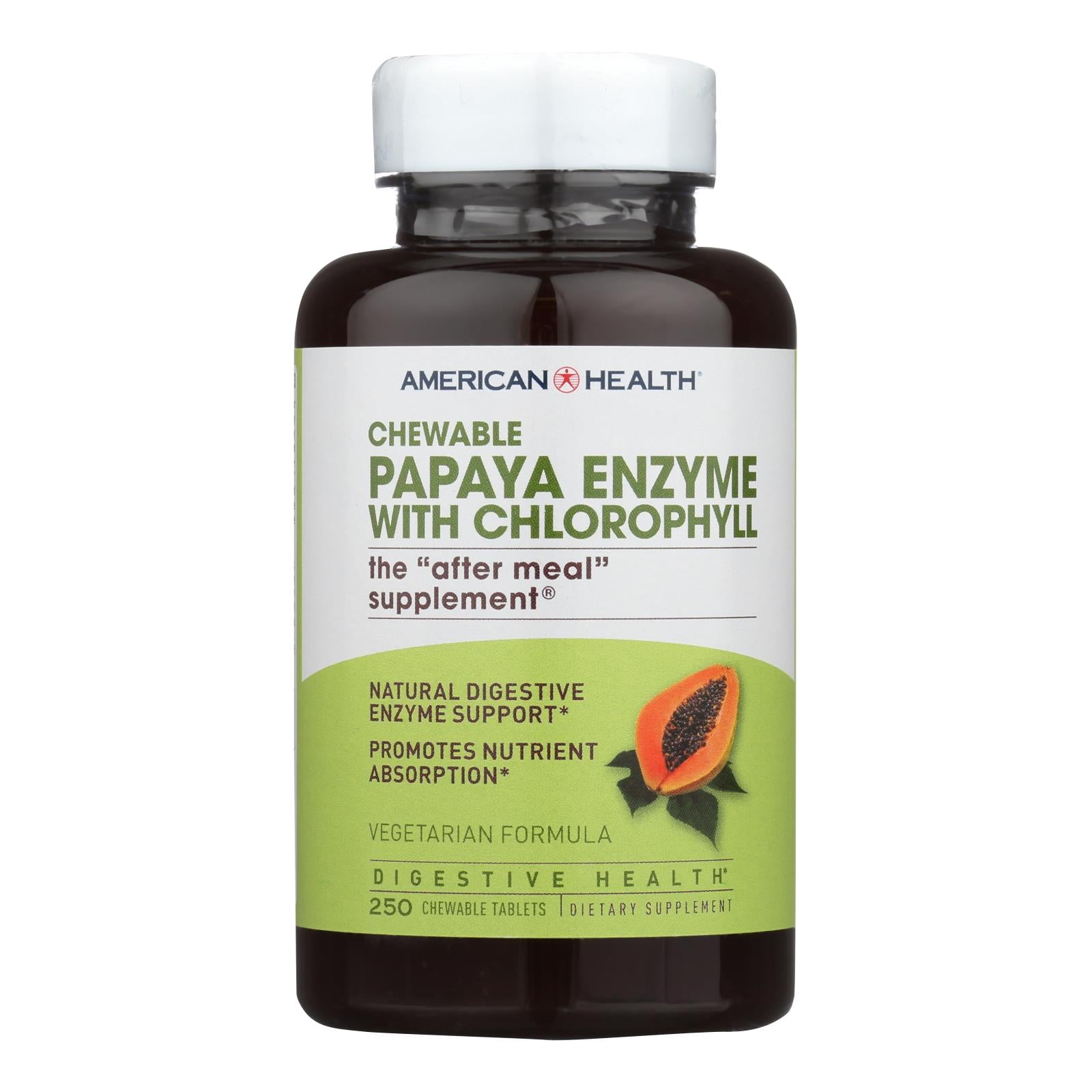 American Health - Papaya Enzyme With Chlorophyll Chewable - 250 Tablets - Eco-Friendly Home & Grocery