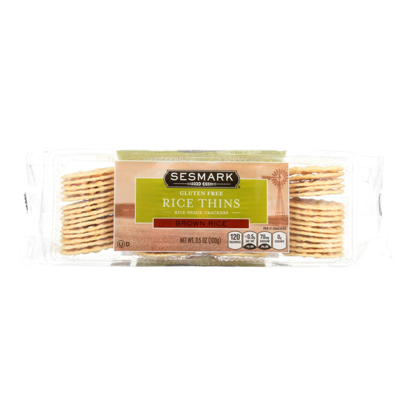 Sesmark Foods Rice Thins - Brown - Case Of 12 - 3.5 Oz. - Eco-Friendly Home & Grocery