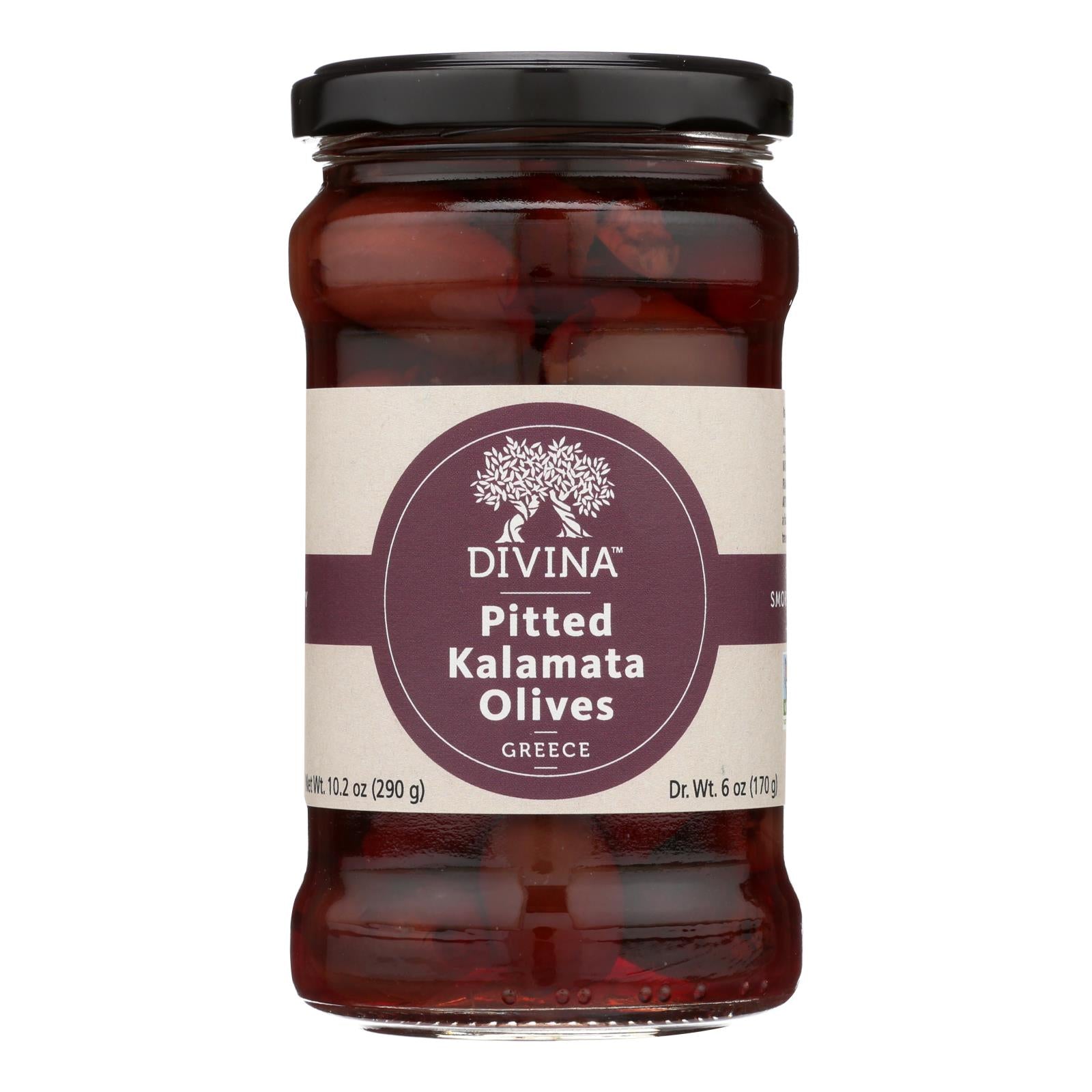 Divina - Organic Pitted Kalamata Olives - Case Of 6 - 6 Oz. - GreatEagleInc